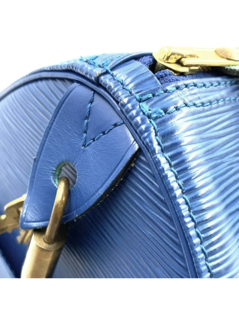 Louis Vuitton Speedy 30 Epi Toledo Blue Leather Handbag Gold